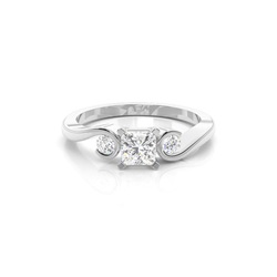 Prong Setting Princess Three Stone Diamond Engagement Ring