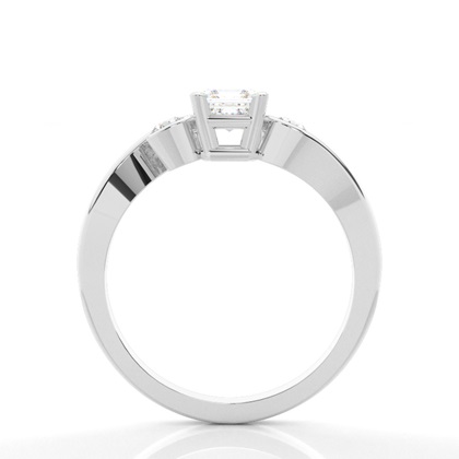 Asscher-Diamant-Verlobungsring mit drei Steinen in Krappenfassung