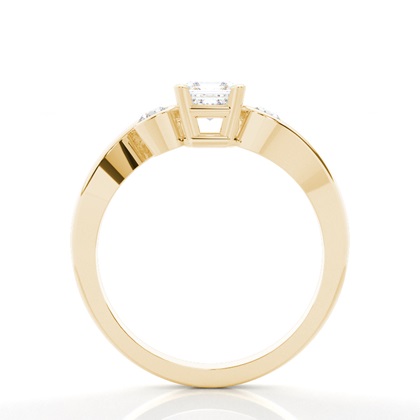 Asscher-Diamant-Verlobungsring mit drei Steinen in Krappenfassung