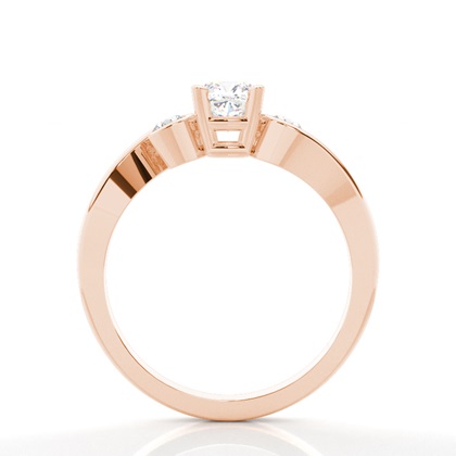 Krappenfassung, Kissen-Verlobungsring mit drei Steinen und Diamanten