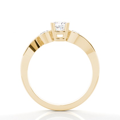 Krappenfassung, Kissen-Verlobungsring mit drei Steinen und Diamanten