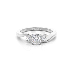 Prong Setting Cushion Three Stone Diamond Engagement Ring