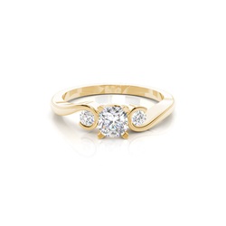 Prong Setting Cushion Three Stone Diamond Engagement Ring