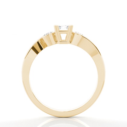 Verlobungsring mit Smaragd und drei Diamanten in Krappenfassung