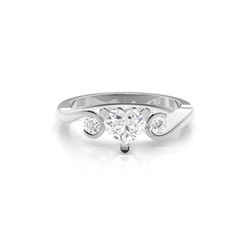 Prong Setting Heart Three Stone Diamond Engagement Ring