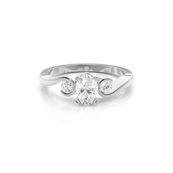 Prong Setting Oval Three Stone Diamond Engagement Ring