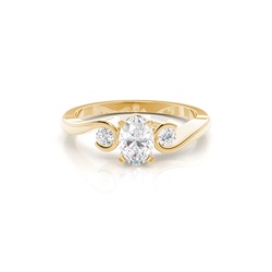 Prong Setting Oval Three Stone Diamond Engagement Ring