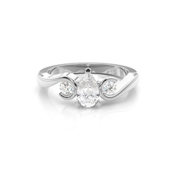 Prong Setting Pear Three Stone Diamond Engagement Ring