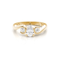 Prong Setting Pear Three Stone Diamond Engagement Ring