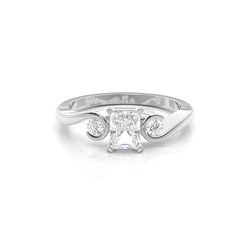 Prong Setting Radiant Three Stone Diamond Engagement Ring