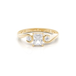 Prong Setting Radiant Three Stone Diamond Engagement Ring