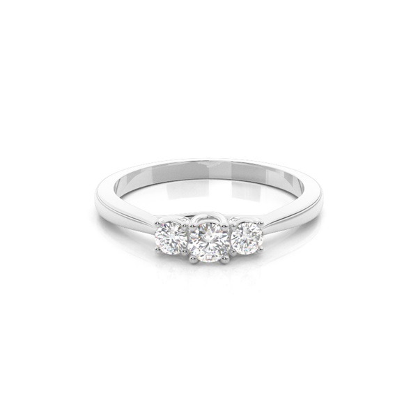 Prong Setting Plain Three Stone Engagement Ring