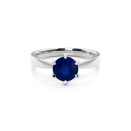 Princess Plain Blue Sapphire Engagement Ring