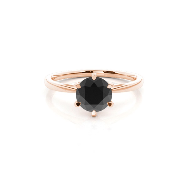 Round Black Diamond Solitaire Engagement Ring