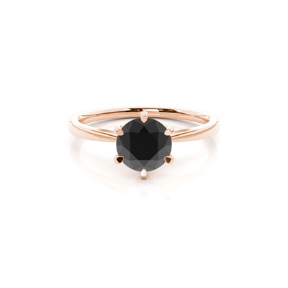 Round Black Diamond Solitaire Engagement Ring