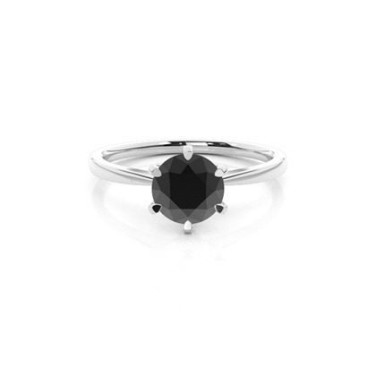 Round Black Diamond Solitaire Engagement Ring