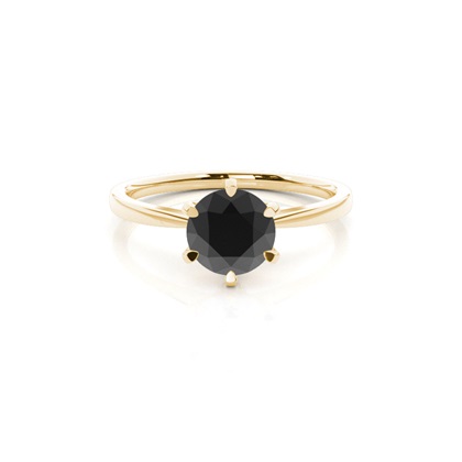 Round Black Diamond Solitaire Engagement Ring