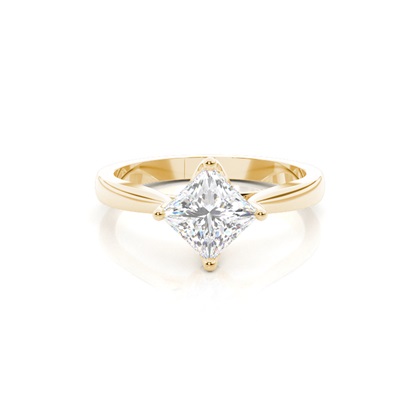 Princess Yellow Gold Solitaire Diamond Engagement Rings