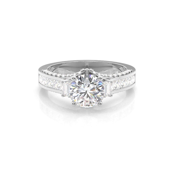 4 Prong Setting Side Stone Engagement Ring