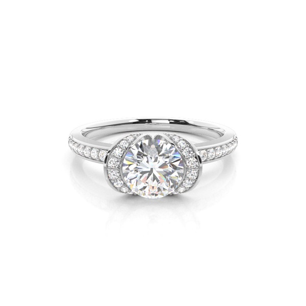 Semi Bezel Setting Side Stone Engagement Ring