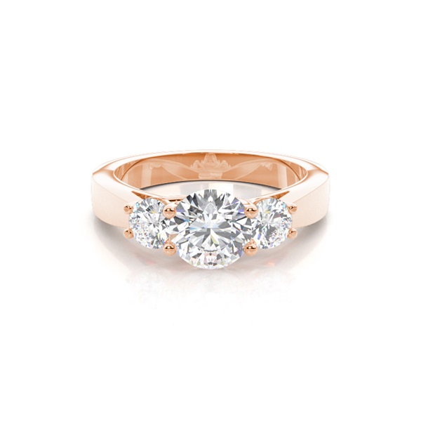 4 Prong Setting Plain Three stone Ring