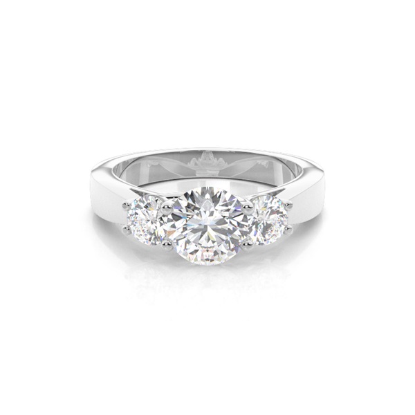 4 Prong Setting Plain Three stone Ring