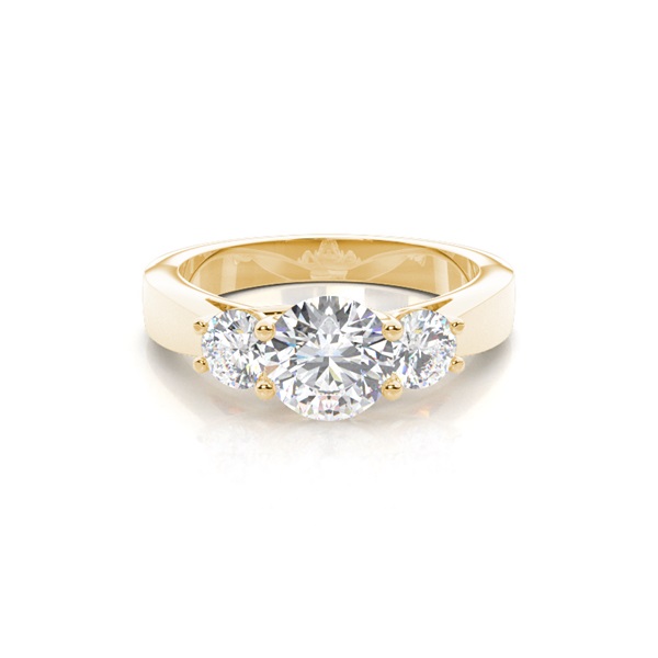 4 Prong Setting Plain Three stone Ring