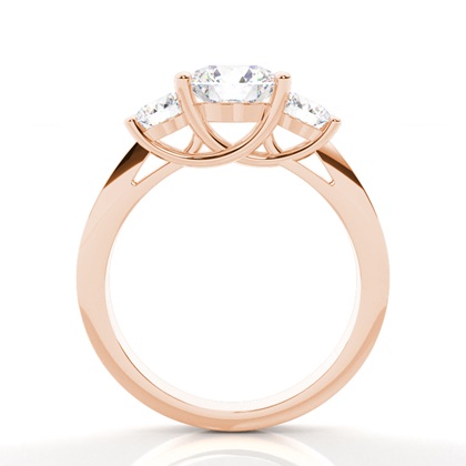 Round Rose Gold 3 Stone Diamond Rings