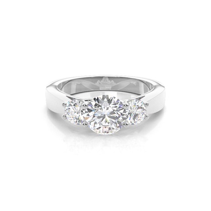 4 Prong Setting Plain Three stone Ring