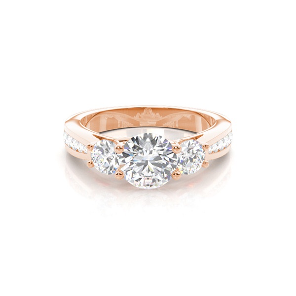 4 Prong Setting Studded Three stone Ring