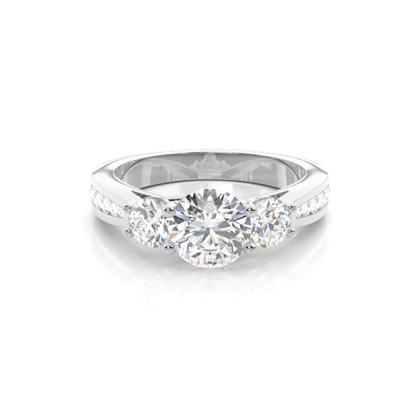 4 Prong Setting Studded Three stone Ring