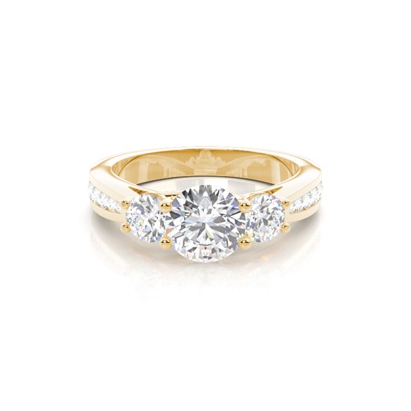 4 Prong Setting Studded Three stone Ring