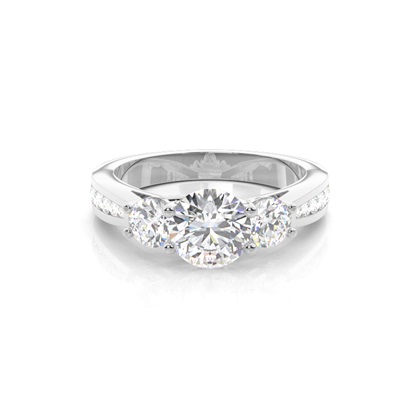 4 Prong Setting Studded Three stone Ring
