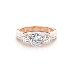 4 Prong Setting Studded Three stone Ring