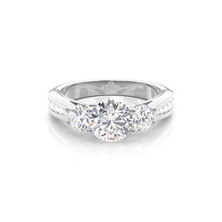 4 Prong Setting Studded Three stone Ring