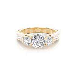 4 Prong Setting Studded Three stone Ring