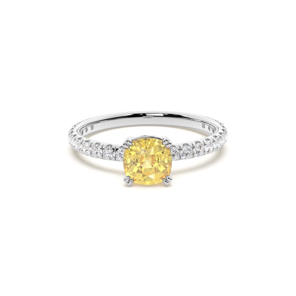 Yellow Diamond Side Stone Engagement Ring