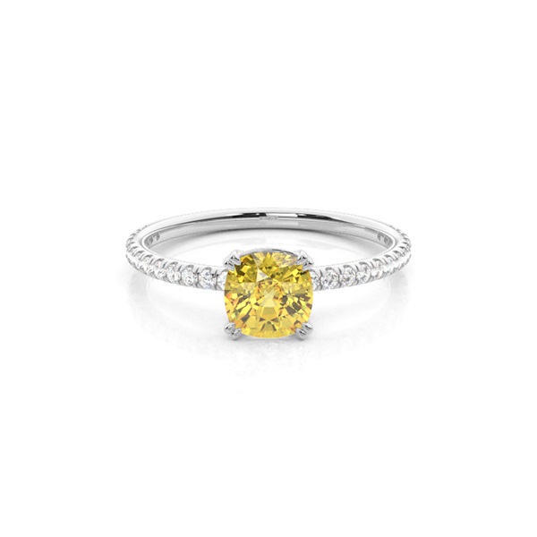 Yellow Diamond Side Stone Engagement Ring