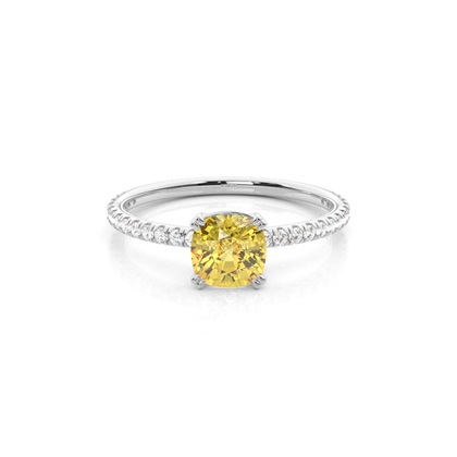 Yellow Diamond Side Stone Engagement Ring