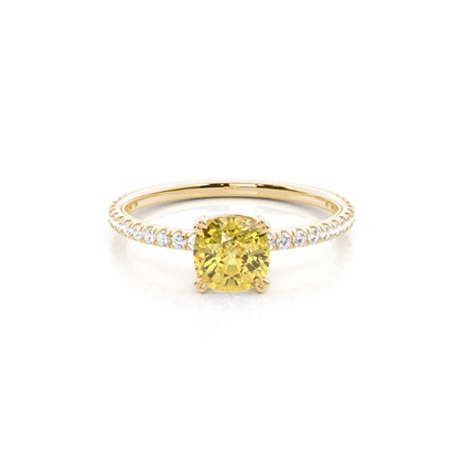 Yellow Diamond Side Stone Engagement Ring