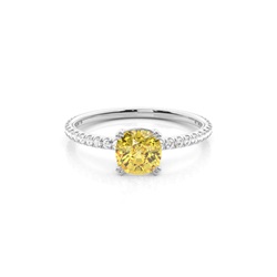 Yellow Diamond Side Stone Engagement Ring
