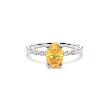 Yellow Diamond Side Stone Engagement Ring
