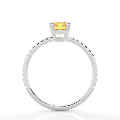 Verlobungsring mit gelbem Diamant und seitlichem Stein