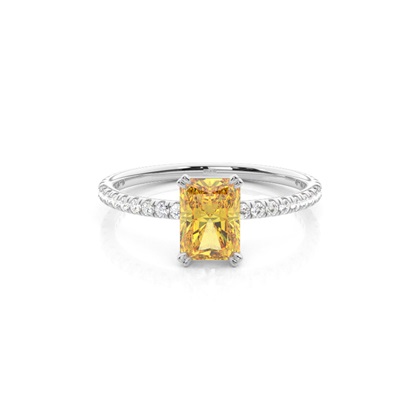 Radiant Silver Side Stone Diamond Rings