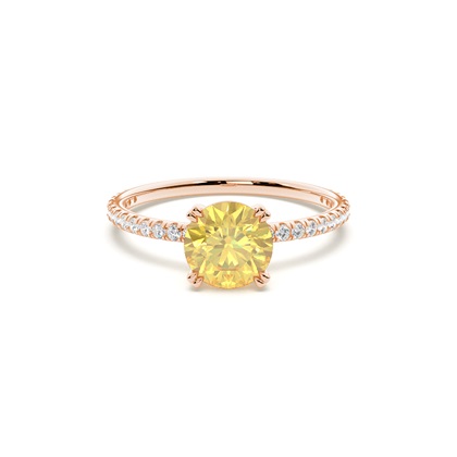 Yellow Diamond Side Stone Engagement Ring