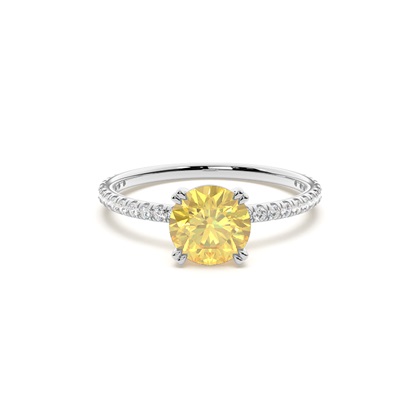 Yellow Diamond Side Stone Engagement Ring