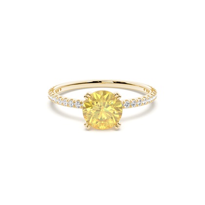 Yellow Diamond Side Stone Engagement Ring