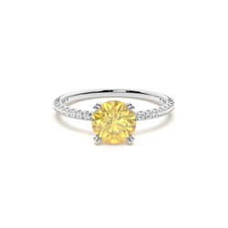 Yellow Diamond Side Stone Engagement Ring