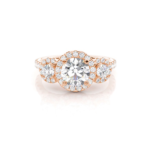 4 Prong Setting Studded Three stone Ring