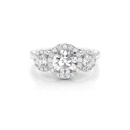 4 Prong Setting Studded Three stone Ring